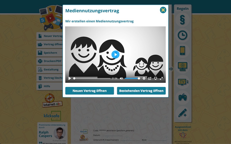 Screenshot Mediennutzungsvertrag
